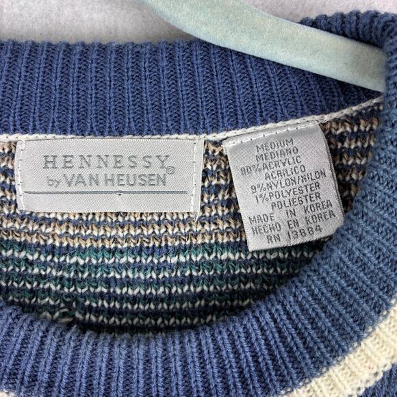 Vintage Hennessy Van Heusen Pullover Sweater Men's Medium Geometric Block Nordic - Picture 7 of 12